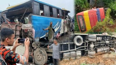 হবিগঞ্জে দুই বাসের মুখোমুখি সংঘর্ষে চালকসহ নিহত ২