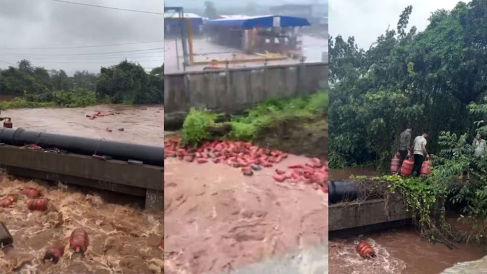 মহারাষ্ট্রে বন্যায় প্ল্যান্ট থেকে ভেসে গেল ৩ হাজার গ্যাস সিলিন্ডার
