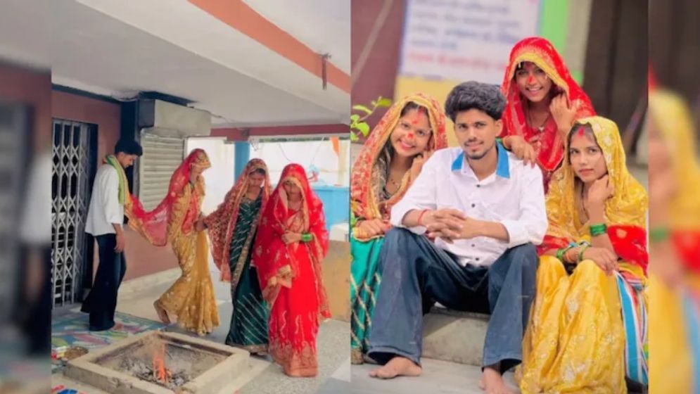 এক যুবককে বিয়ে তিন তরুণীর, তোলপাড় নেটদুনিয়া
