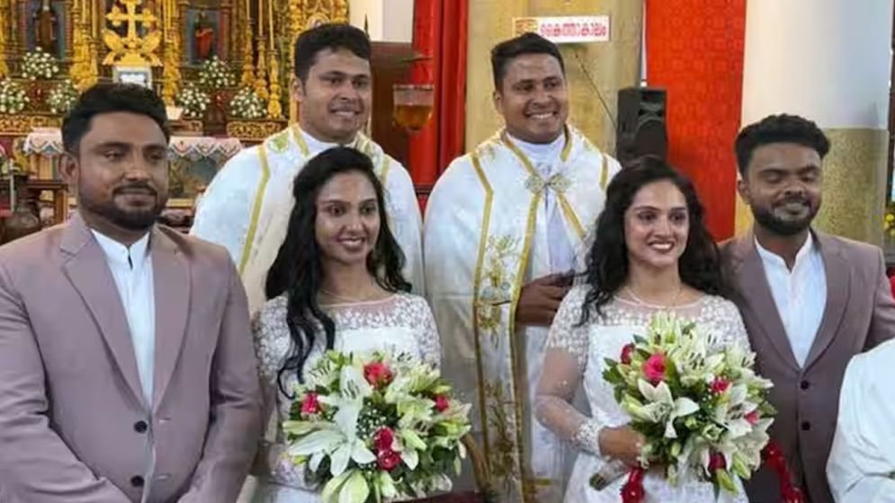 যমজ কনে, যমজ বর, যমজ পুরোহিত, যমজ সহকারী - সম্পন্ন হলো ‘ঐতিহাসিক’ এক বিয়ে