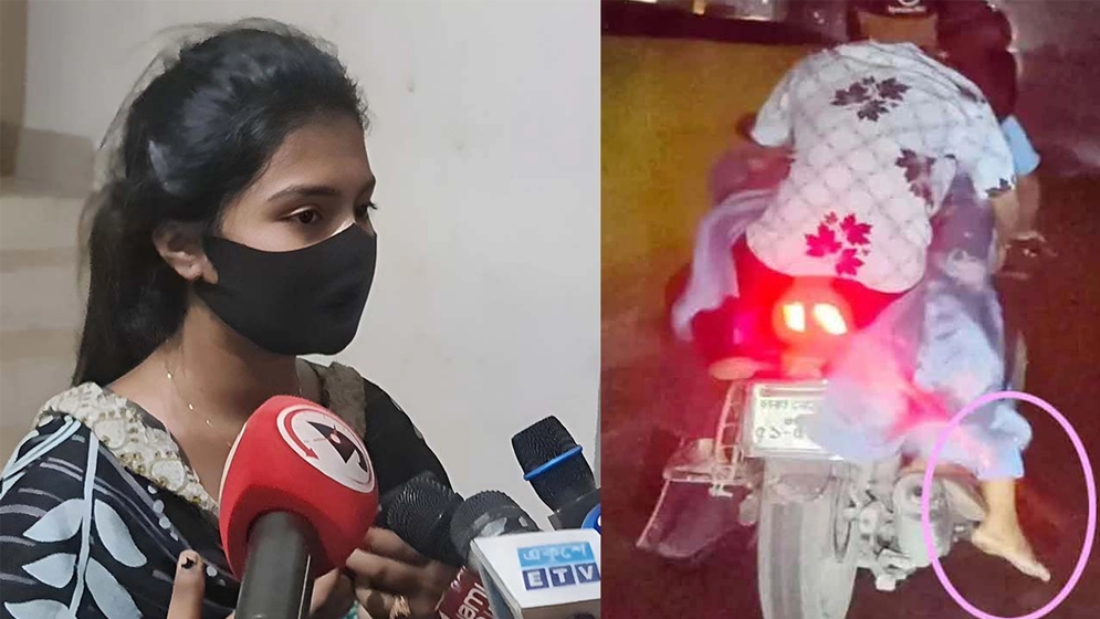 ‘আমি নিজেই মদ খেয়েছি’— বাইকে দুই তরুণের মাঝে বসা সেই তরুণী