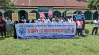 ভূরুঙ্গামারীতে মাদক ও বাল্যবিবাহবিরোধী মানববন্ধন