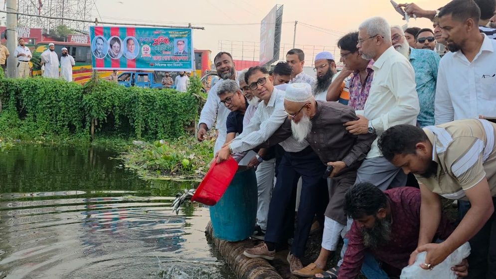 সিদ্ধিরগঞ্জে বিএনপির মাছের পোনা অবমুক্ত করণ ও বৃক্ষরোপণ অভিযান