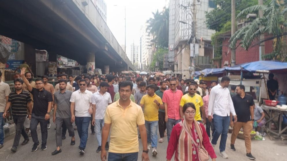 আ.লীগের ‘নৈরাজ্যের’ প্রতিবাদে রাজধানীতে ছাত্রদলের মিছিল