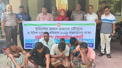 মেঘনায় অভিযানে ১০ জেলে আটক, মা ইলিশ গেল মাদ্রাসা-এতিমখানায়