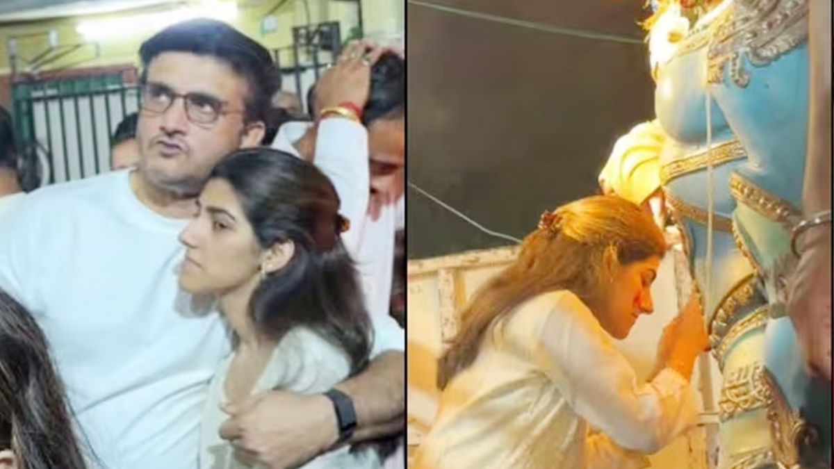 দুর্গা মায়ের বিদায়ে মন খারাপ সৌরভকন্যা সানার