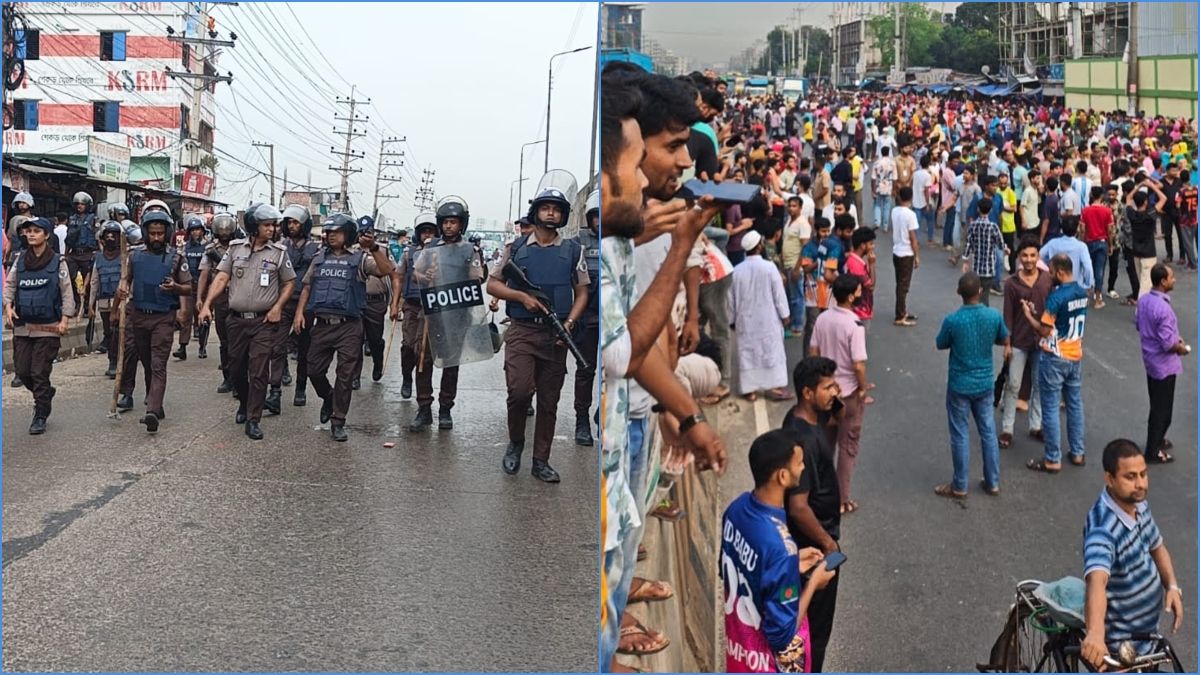 বেতন বৃদ্ধির দাবিতে মহাসড়কে শ্রমিকদের অবস্থান, পুলিশের টিয়ারশেল নিক্ষেপ