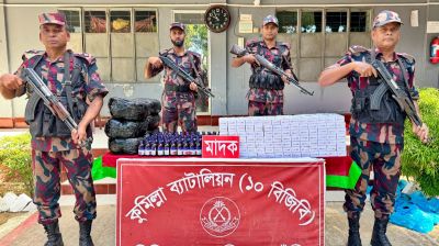 সীমান্তে ২৫ হাজার টাপেন্টাডলসহ অর্ধকোটি টাকার মাদক জব্দ
