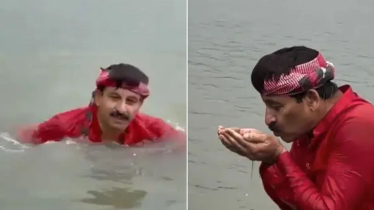 যমুনায় ডুব দিয়ে ‘দূষণমুক্ত’ ঘোষণা বিজেপি এমপির